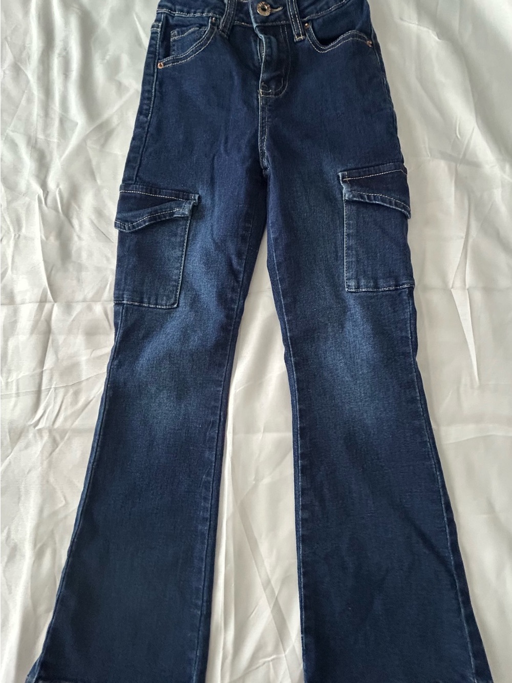 YMI Dark Blue Cargo Flare Jeans for Kids
